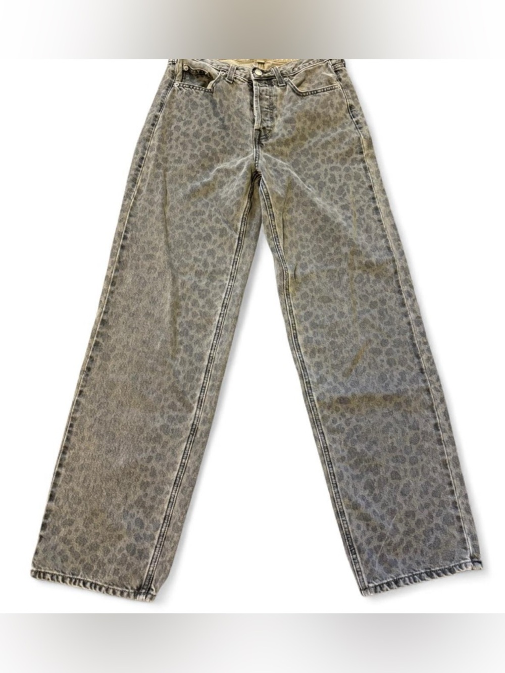 Leopard Print Straight Leg Jeans
